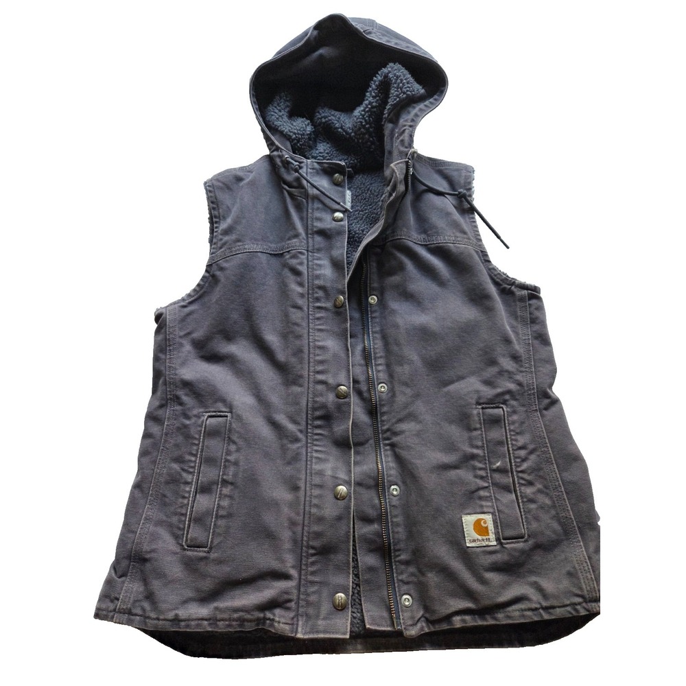 Carhartt Women's Berkley Hoodie Taupe Gray Sleeveless Vest Size Small